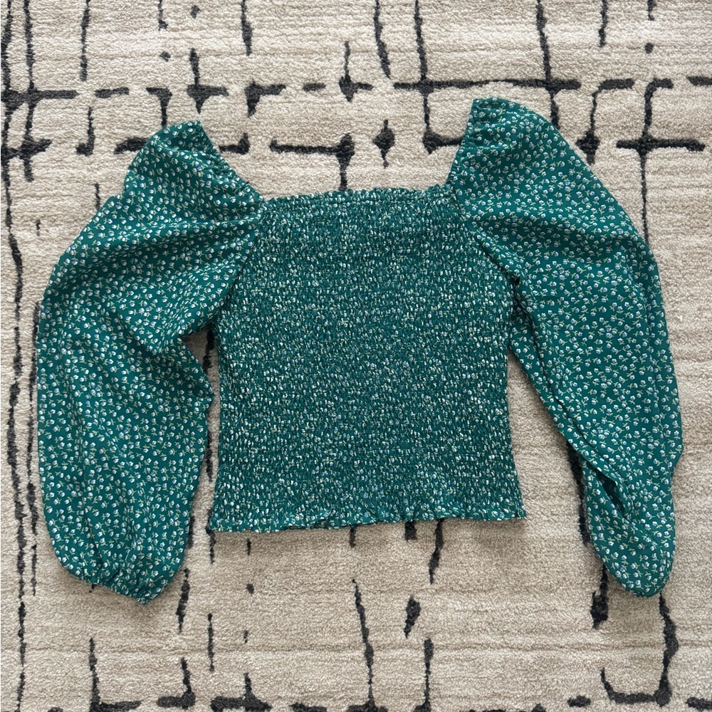 Green Floral Women's Top